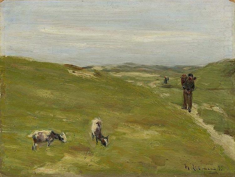 Max Liebermann Meadow with farmer and grazing goats china oil painting image